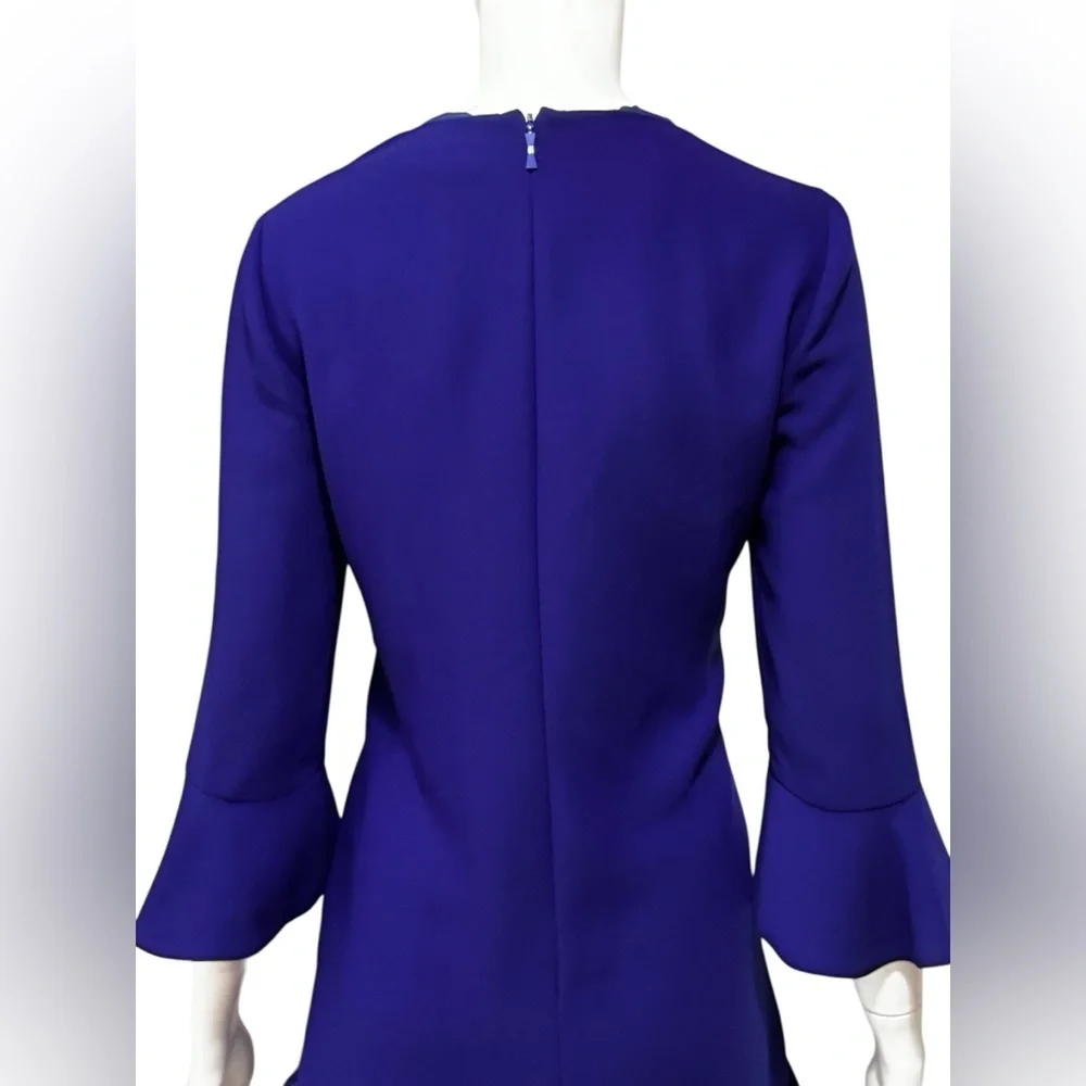 Kate Spade Womens Purple Shift Crepe Dress S 6 Ruffle Bell Sleeve Cocktail. L—10